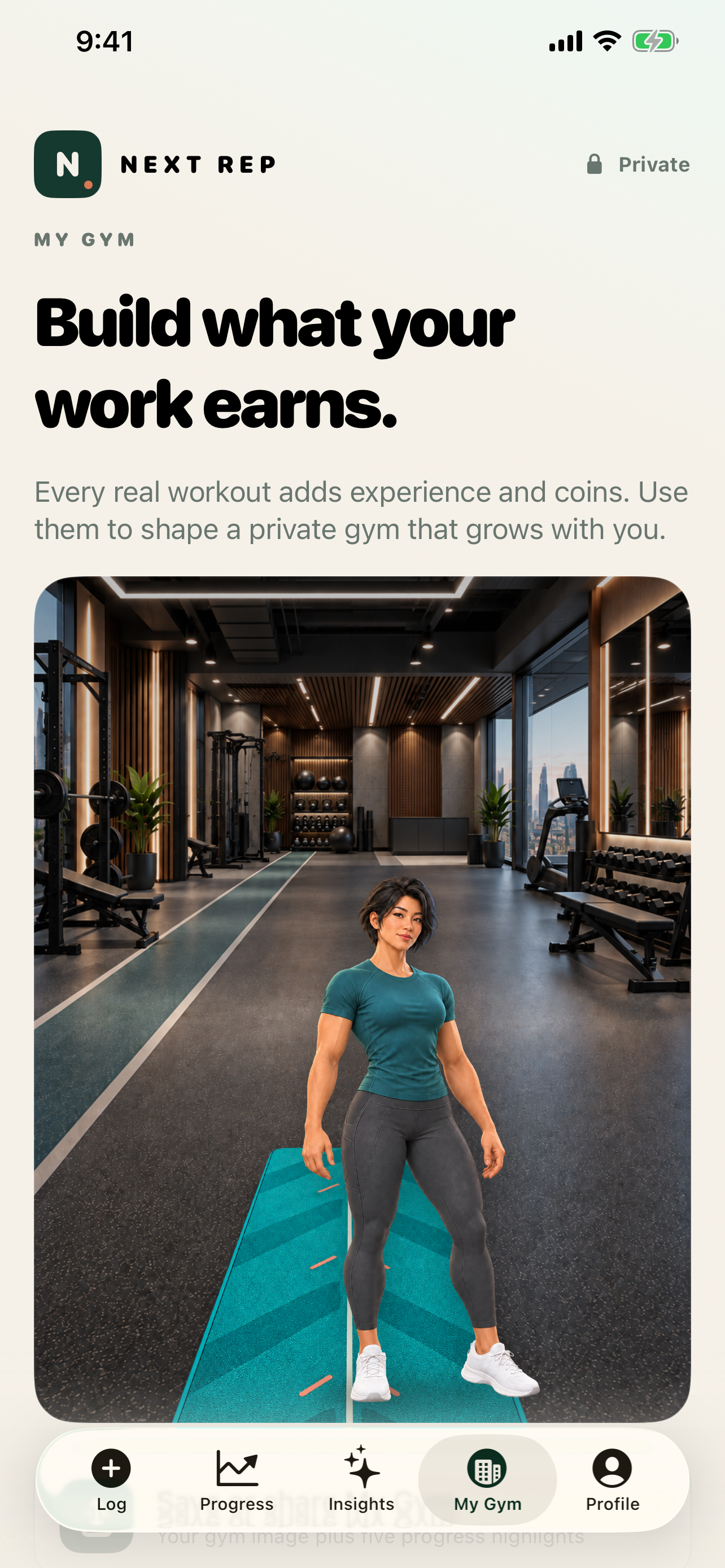 Next Rep My Gym screen
